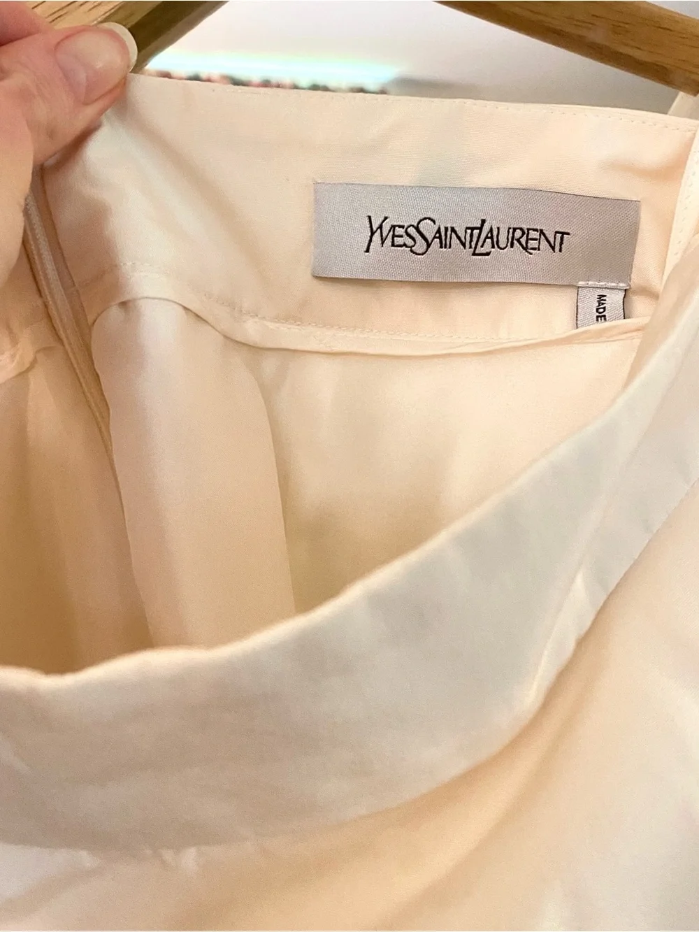 Vintage Yves Saint Laurent YSL 100% Silk Long Skirt Midi Cream White Chiffon XS - Picture 12 of 16